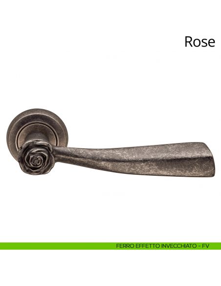 Maniglia per porta interna Rose Linea Calì rosetta tonda ferro effetto invecchiato