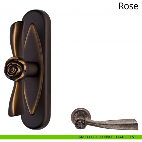 Maniglia per finestra cremonese Rose Linea Calì ferro vecchio invecchiato