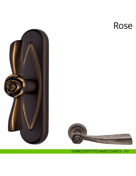 Maniglia per finestra cremonese Rose Linea Calì ferro vecchio invecchiato