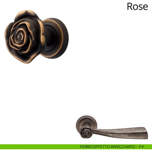 Pomolo per porta girevole Rose Linea Calì ferro effetto invecchiato