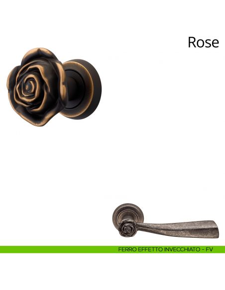 Pomolo per porta girevole Rose Linea Calì ferro effetto invecchiato