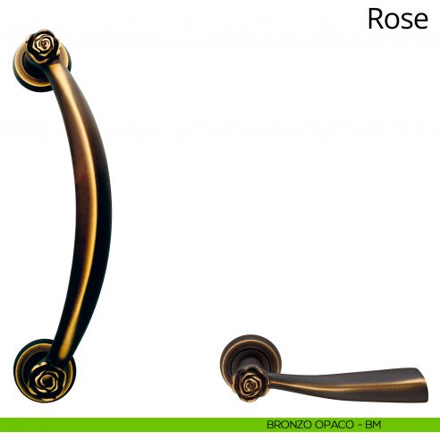 Maniglione zancato per porta Rose Linea Calì con rosette tonde bronzo opaco