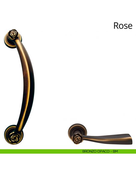 Maniglione zancato per porta Rose Linea Calì con rosette tonde bronzo opaco