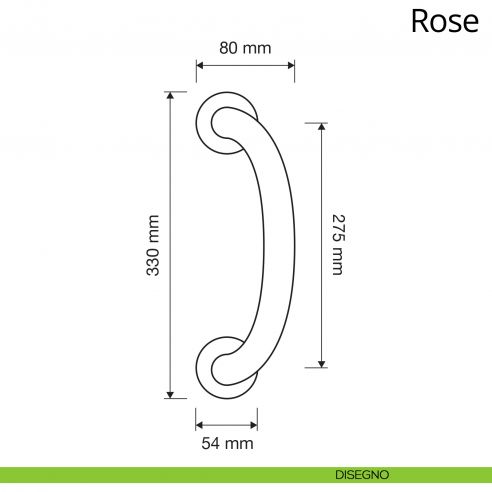 Maniglione zancato per porta Rose Linea Calì con rosette tonde disegno