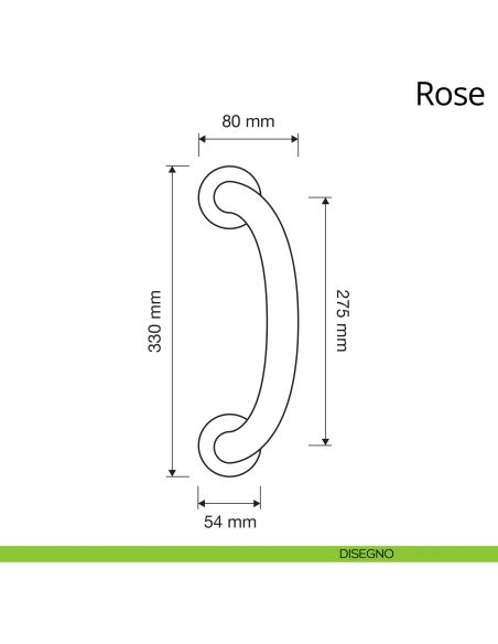Maniglione zancato per porta Rose Linea Calì con rosette tonde disegno