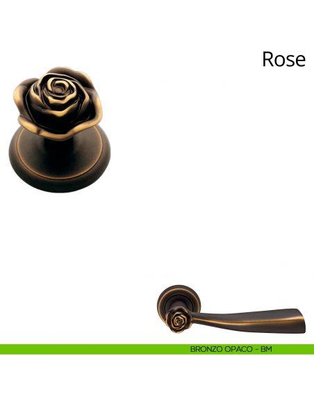 Pomolo per porta fisso Rose Linea Calì con rosetta tonda bronzo opaco