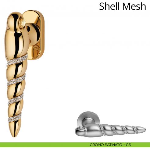 Maniglia per finestra con Swarovski martellina DK Shell Mesh Linea Calì cromo satinato
