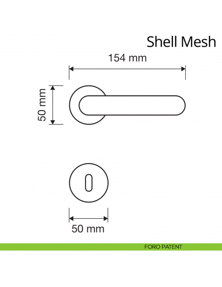 Maniglia per porta interna con Swarovski Shell Mesh Linea Calì rosetta tonda bassa foro patent