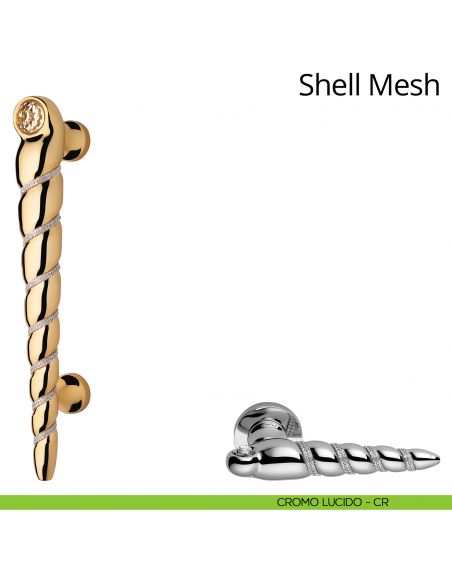 Maniglione singolo con Swarovski per porta Shell Mesh Linea Calì cromo