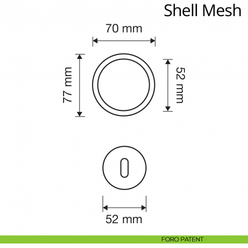 Pomolo per porta con Swarovski a girare Shell Mesh Linea Calì con rosetta tonda foro patent