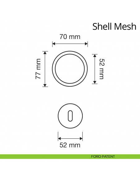 Pomolo per porta con Swarovski a girare Shell Mesh Linea Calì con rosetta tonda foro patent