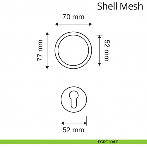 Pomolo per porta con Swarovski a girare Shell Mesh Linea Calì con rosetta tonda foro yale