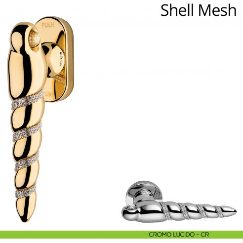 Maniglia per finestra con Swarovski martellina DK antintrusione Shell Mesh Linea Calì  cromo