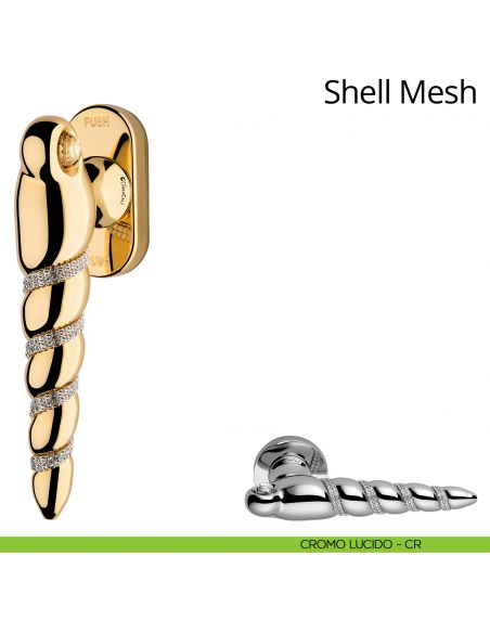 Maniglia per finestra con Swarovski martellina DK antintrusione Shell Mesh Linea Calì  cromo