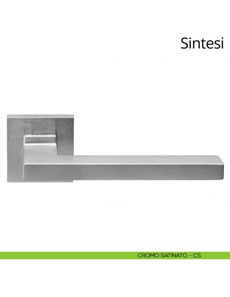Maniglia per porta interna Sintesi Linea Calì su rosetta quadrata bassa cromo satinato