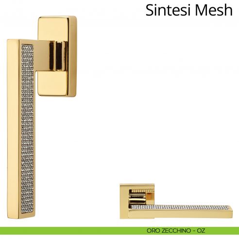 Maniglia per finestra con Swarovski martellina DK Sintesi Mesh Linea Calì oro zecchino