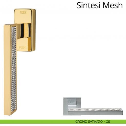 Maniglia per finestra con Swarovski martellina DK antintrusione Sintesi Mesh Linea Calì cromo satinato