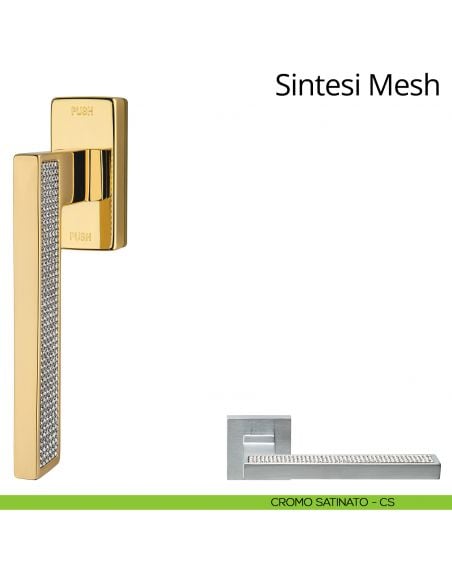 Maniglia per finestra con Swarovski martellina DK antintrusione Sintesi Mesh Linea Calì cromo satinato