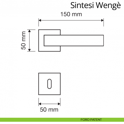 Maniglia per porta interna con legno Sintesi Wengè Linea Calì rosetta quadrata tradizionale foro patent