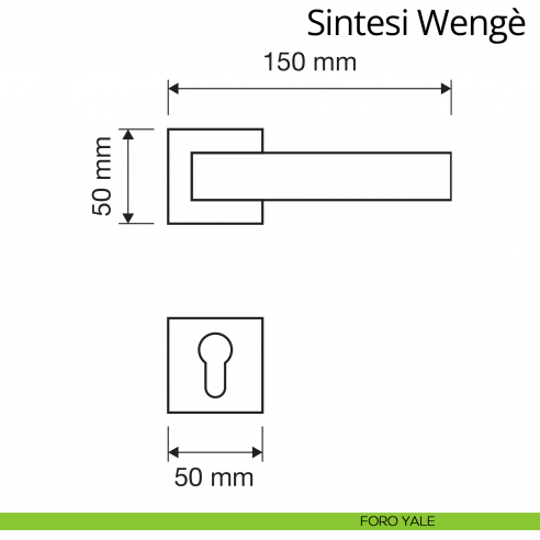 Maniglia per porta interna con legno Sintesi Wengè Linea Calì rosetta quadrata tradizionale foro yale