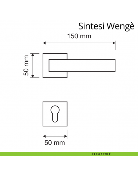 Maniglia per porta interna con legno Sintesi Wengè Linea Calì rosetta quadrata tradizionale foro yale