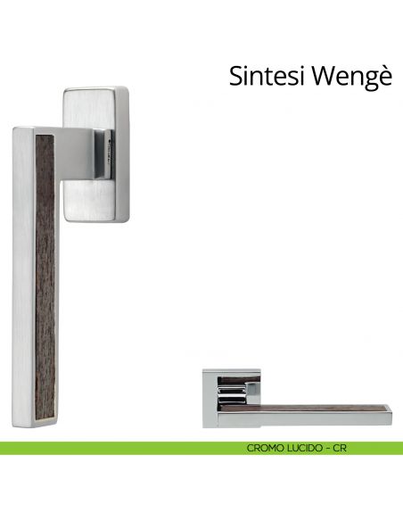 Maniglia per finestra con legno martellina DK Sintesi Wengè Linea Calì cromo