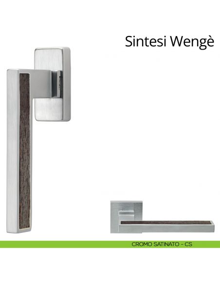 Maniglia per finestra con legno martellina DK Sintesi Wengè Linea Calì cromo satinato