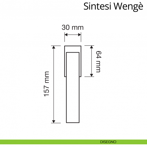 Maniglia per finestra con legno martellina DK Sintesi Wengè Linea Calì disegno