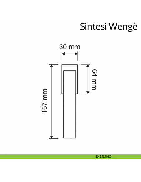Maniglia per finestra con legno martellina DK Sintesi Wengè Linea Calì disegno