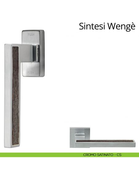 Maniglia per finestra con legno martellina DK antintrusione Sintesi Wengè Linea Calì cromo satinato