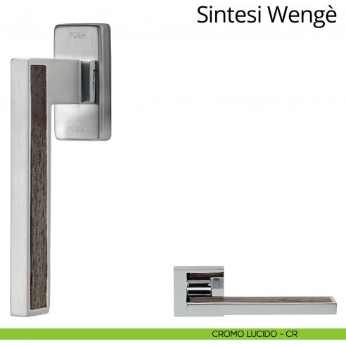 Maniglia per finestra con legno martellina DK antintrusione Sintesi Wengè Linea Calì cromo