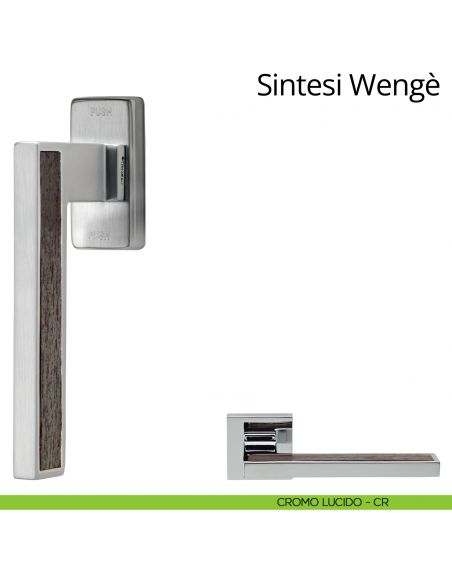 Maniglia per finestra con legno martellina DK antintrusione Sintesi Wengè Linea Calì cromo