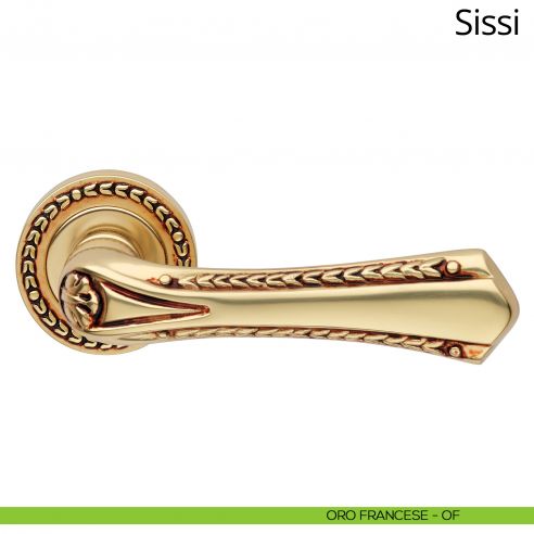 Maniglia per porta interna Sissi Linea Calì con rosetta tonda oro francese