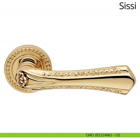 Maniglia per porta interna Sissi Linea Calì con rosetta tonda oro zecchino