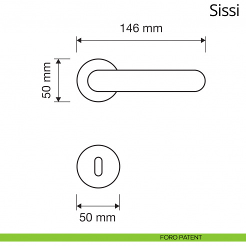 Maniglia per porta interna Sissi Linea Calì con rosetta tonda foro patent