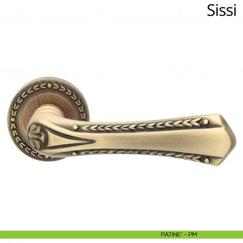 Maniglia per porta interna Sissi Linea Calì con rosetta tonda patinè