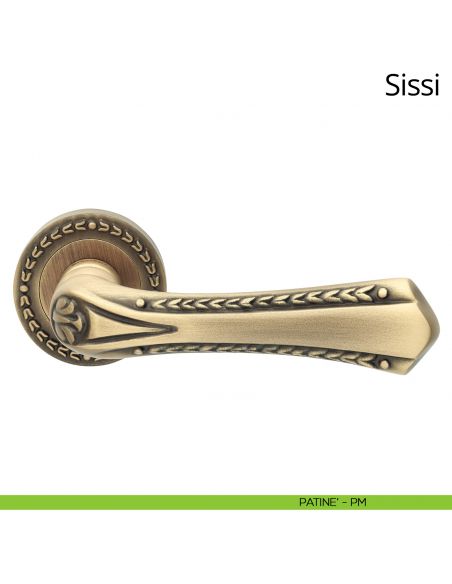 Maniglia per porta interna Sissi Linea Calì con rosetta tonda patinè