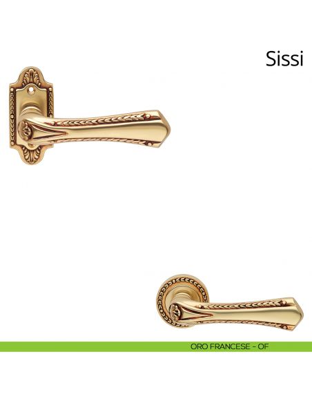 Maniglia per porta interna Sissi Linea Calì con rosetta artistica oro francese