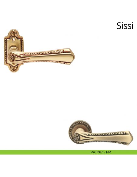 Maniglia per porta interna Sissi Linea Calì con rosetta artistica patinè