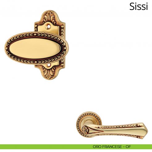 Pomolo per porta fisso Sissi Linea Calì con rosetta artistica oro francese