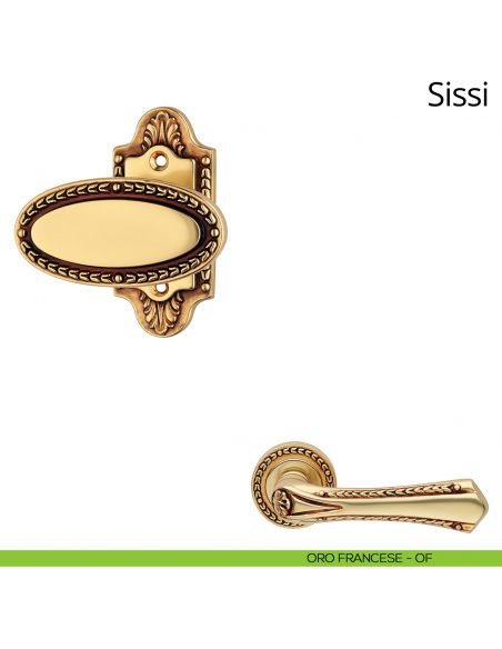 Pomolo per porta fisso Sissi Linea Calì con rosetta artistica oro francese
