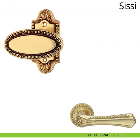 Pomolo per porta fisso Sissi Linea Calì con rosetta artistica ottone opaco