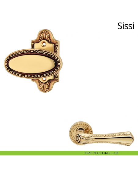Pomolo per porta fisso Sissi Linea Calì con rosetta artistica oro zecchino