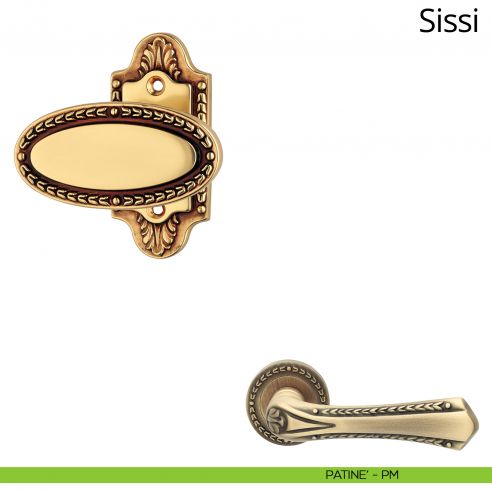 Pomolo per porta fisso Sissi Linea Calì con rosetta artistica patinè