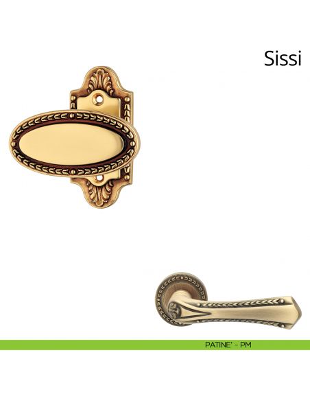 Pomolo per porta fisso Sissi Linea Calì con rosetta artistica patinè