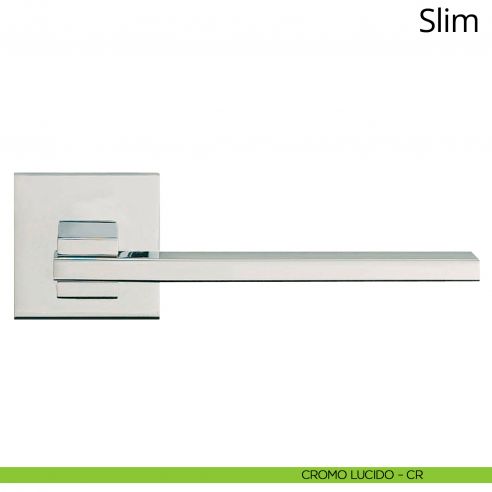 Maniglia per porta interna Slim Linea Calì rosetta quadrata tradizionale cromo lucido