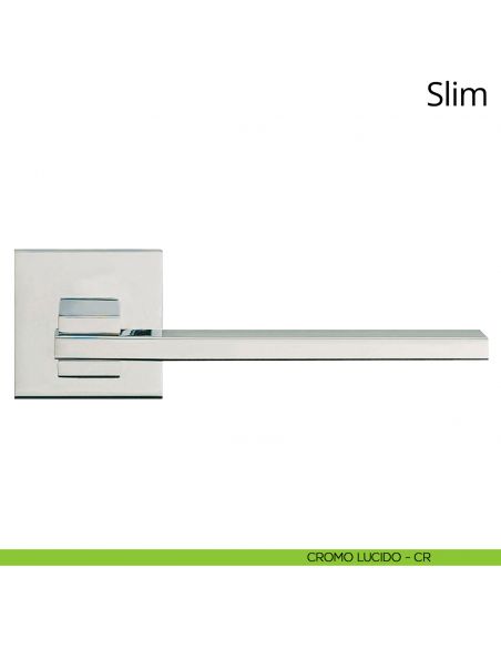 Maniglia per porta interna Slim Linea Calì rosetta quadrata tradizionale cromo lucido