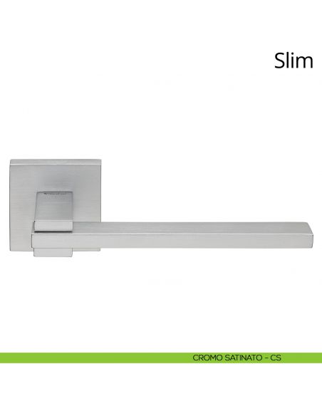 Maniglia per porta interna Slim Linea Calì rosetta quadrata tradizionale cromo satinato