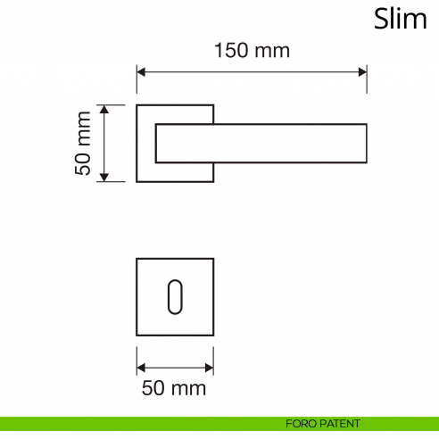 Maniglia per porta interna Slim Linea Calì rosetta quadrata tradizionale foro patent