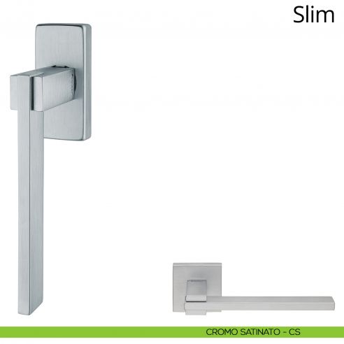 Maniglia per finestra martellina DK Slim Linea Calì cromo satinato
